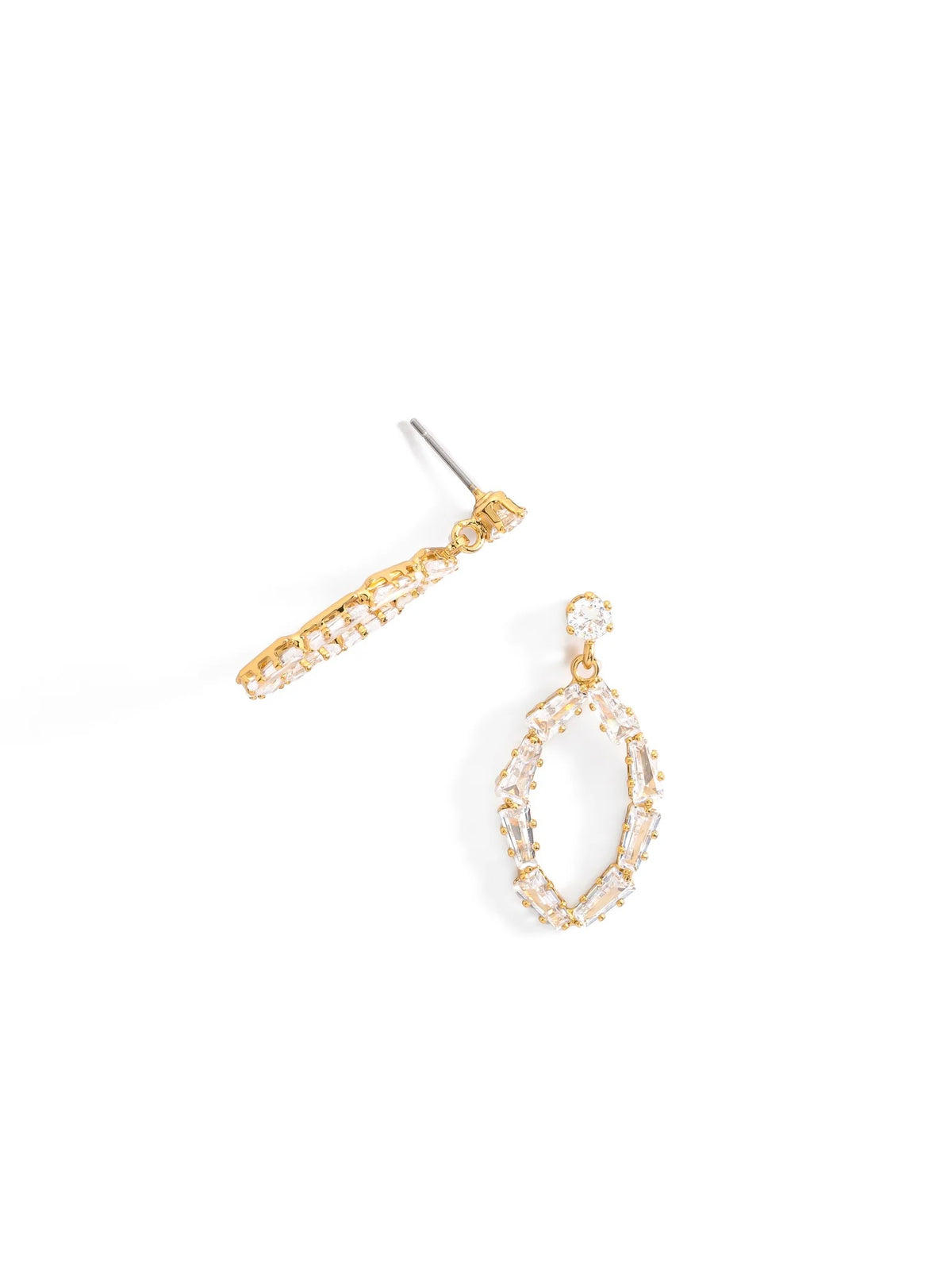 Aretes Hoja Cristal - Dorado