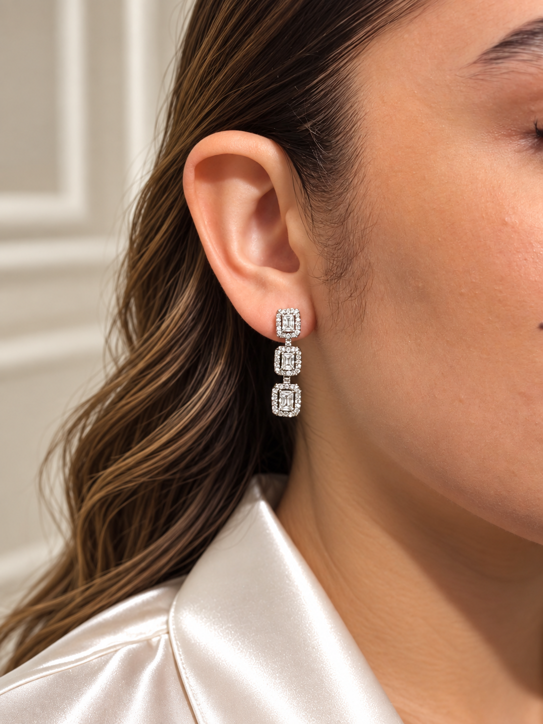 Aretes 3 Rectángulos Pavé