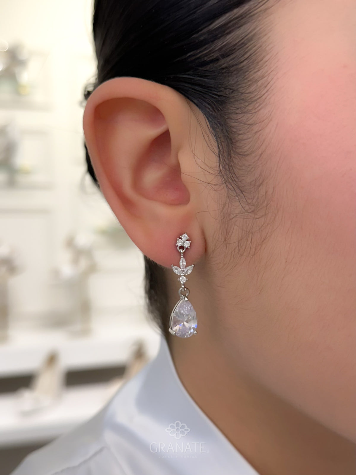 Aretes Gota Colgante Zirconia