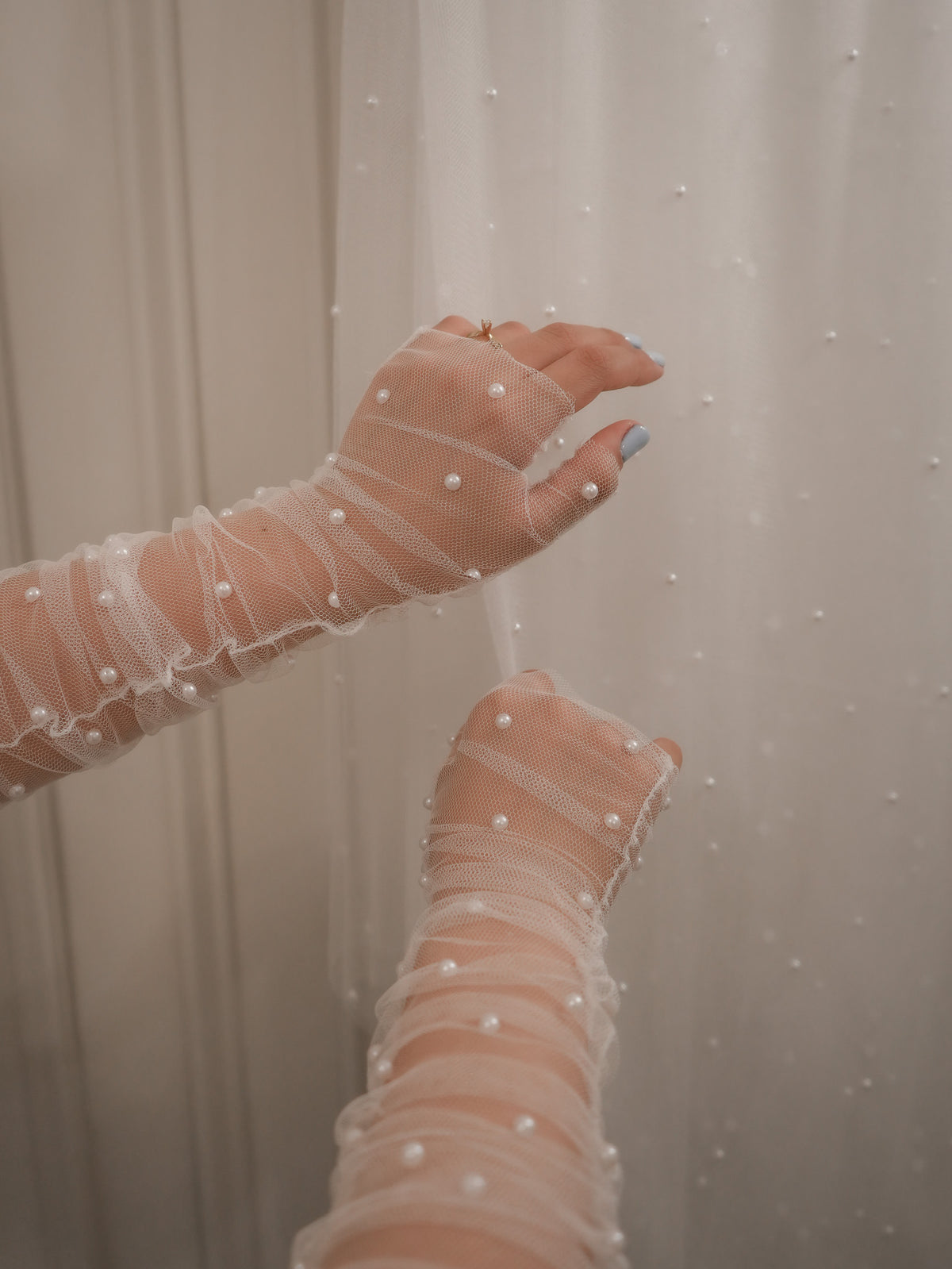 Guantes Tul Perlas