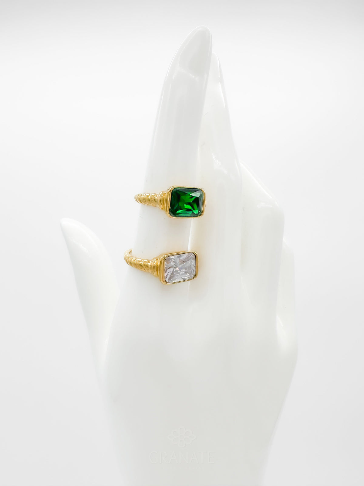 Anillo Rectángulo - Verde
