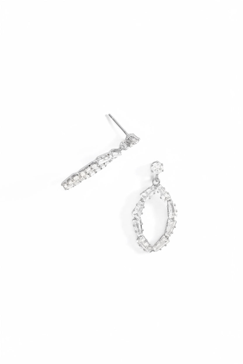 Aretes Hoja Cristal - Plateado