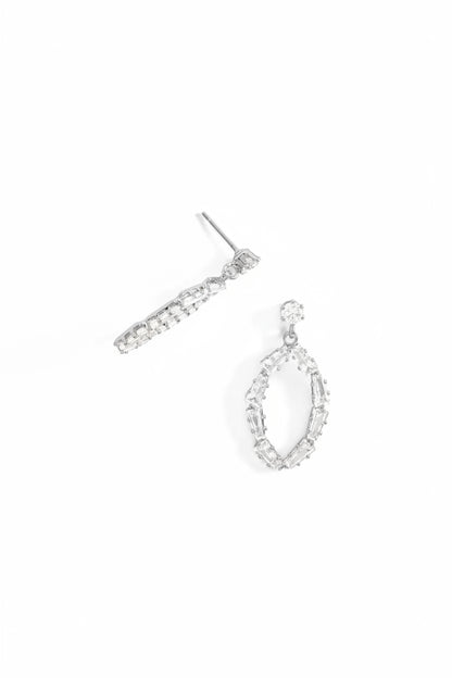 Aretes Hoja Cristal - Plateado
