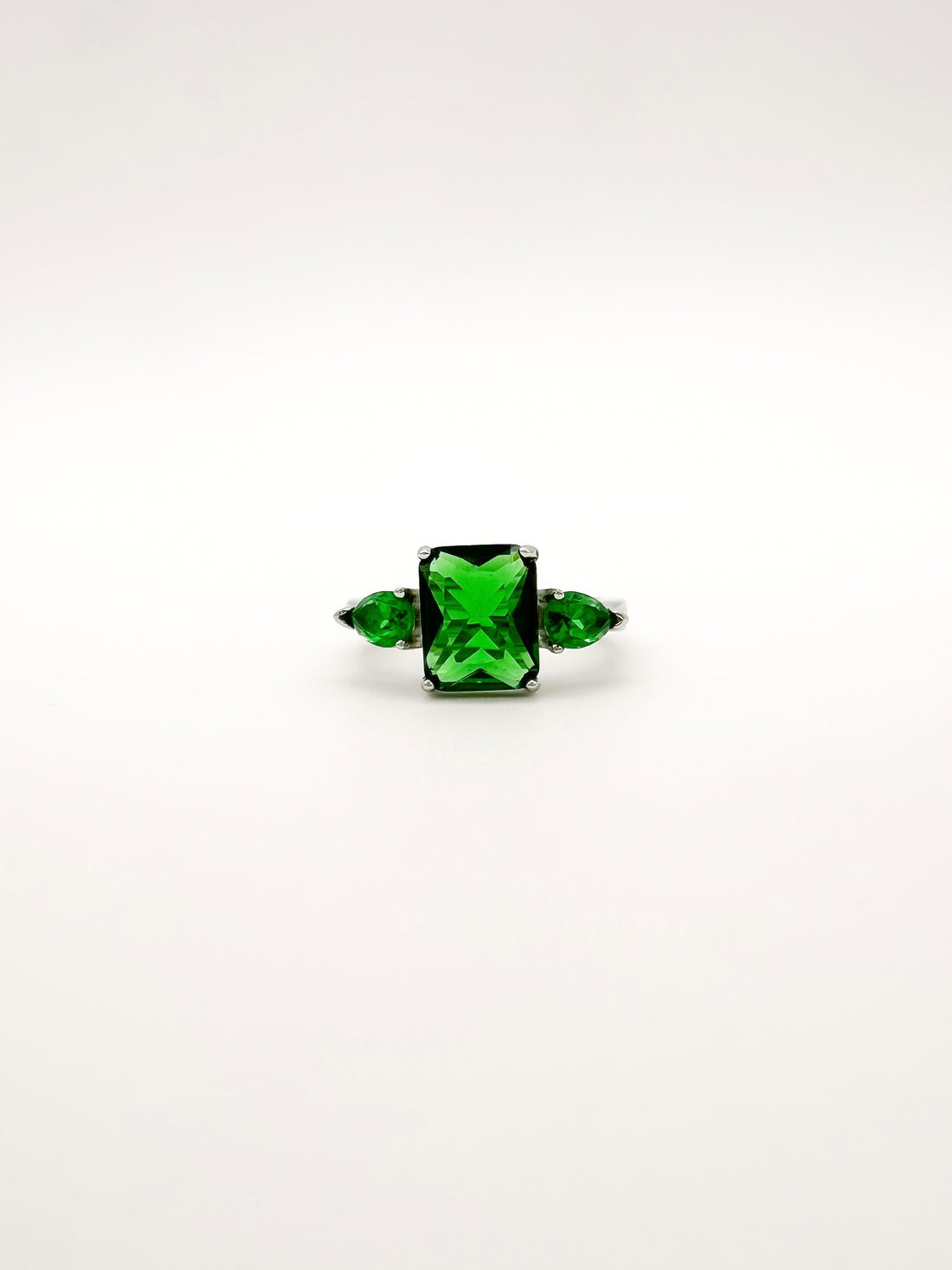 Anillo Rectángulo Gotas de Plata 