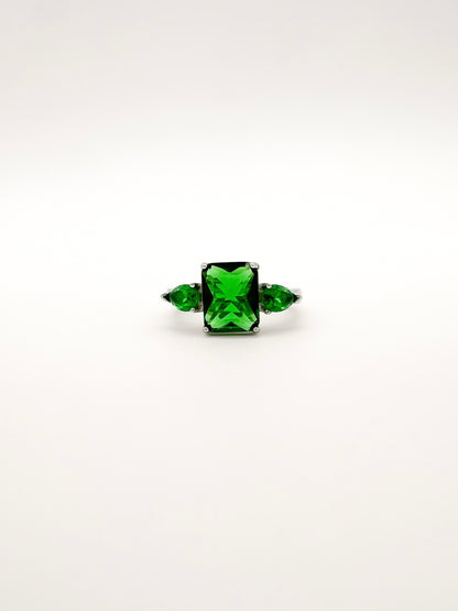 Anillo Rectángulo Gotas de Plata 