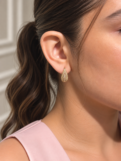 Aretes Gota Textura - Rosa/Fucsia