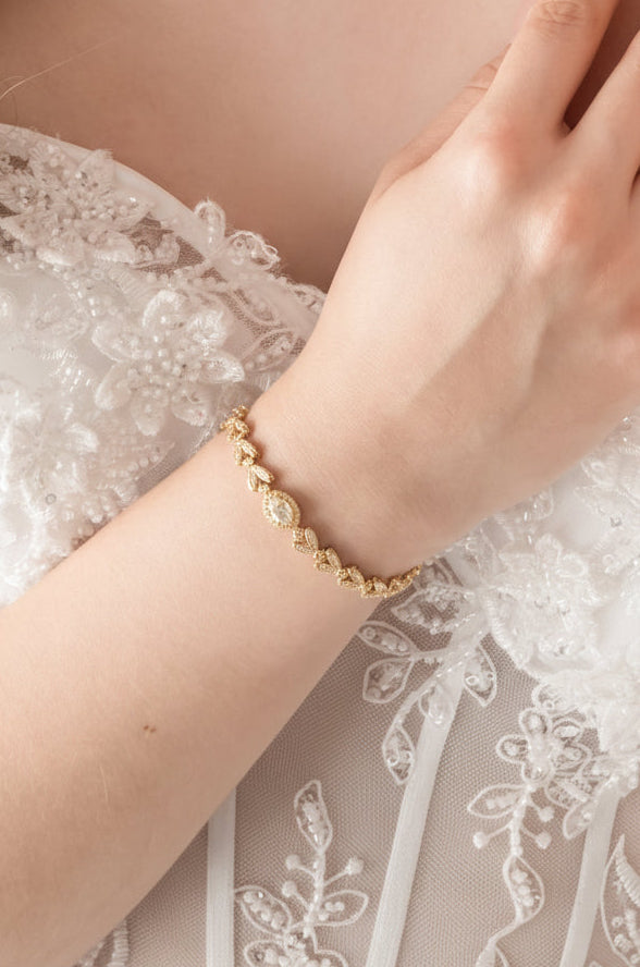 Pulsera Óvalo Hojas - Dorado