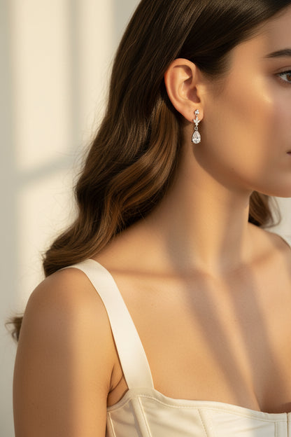 Aretes Gota Colgante Zirconia