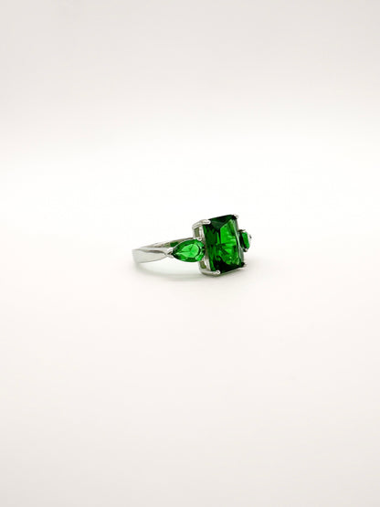 Anillo Rectángulo Gotas de Plata 