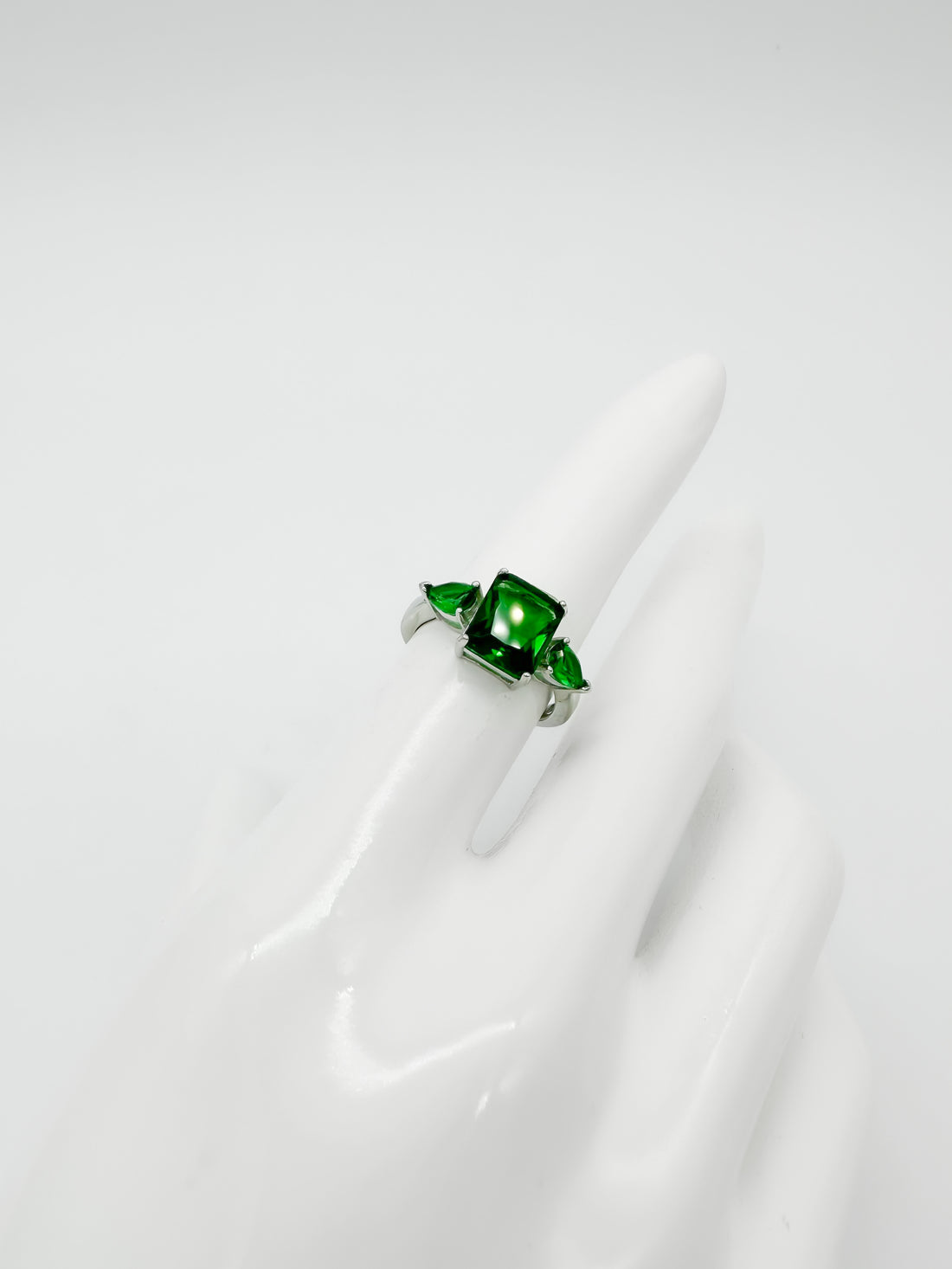 Anillo Rectángulo Gotas de Plata 