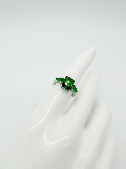 Anillo Rectángulo Gotas de Plata 