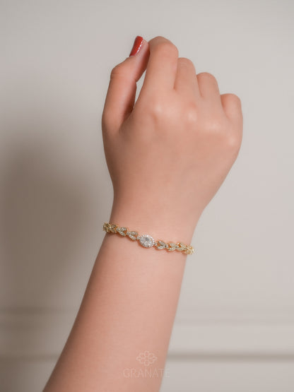 Pulsera Óvalo Hojas - Dorado