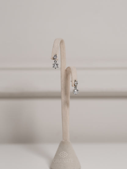 Aretes 2 Zirconias de Plata