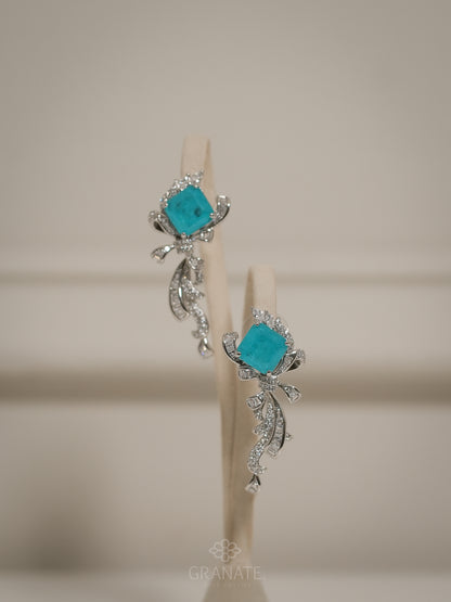 Aretes Lazo con Rombo Azul
