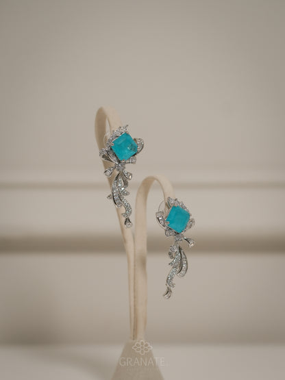 Aretes Lazo con Rombo Azul