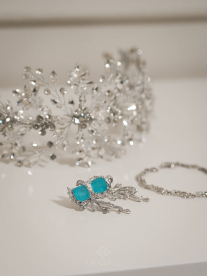 Aretes Lazo con Rombo Azul