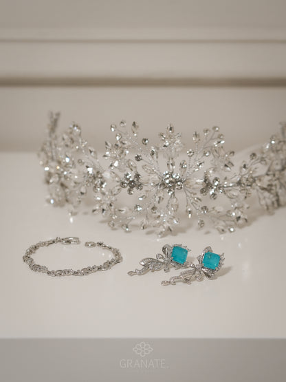 Aretes Lazo con Rombo Azul
