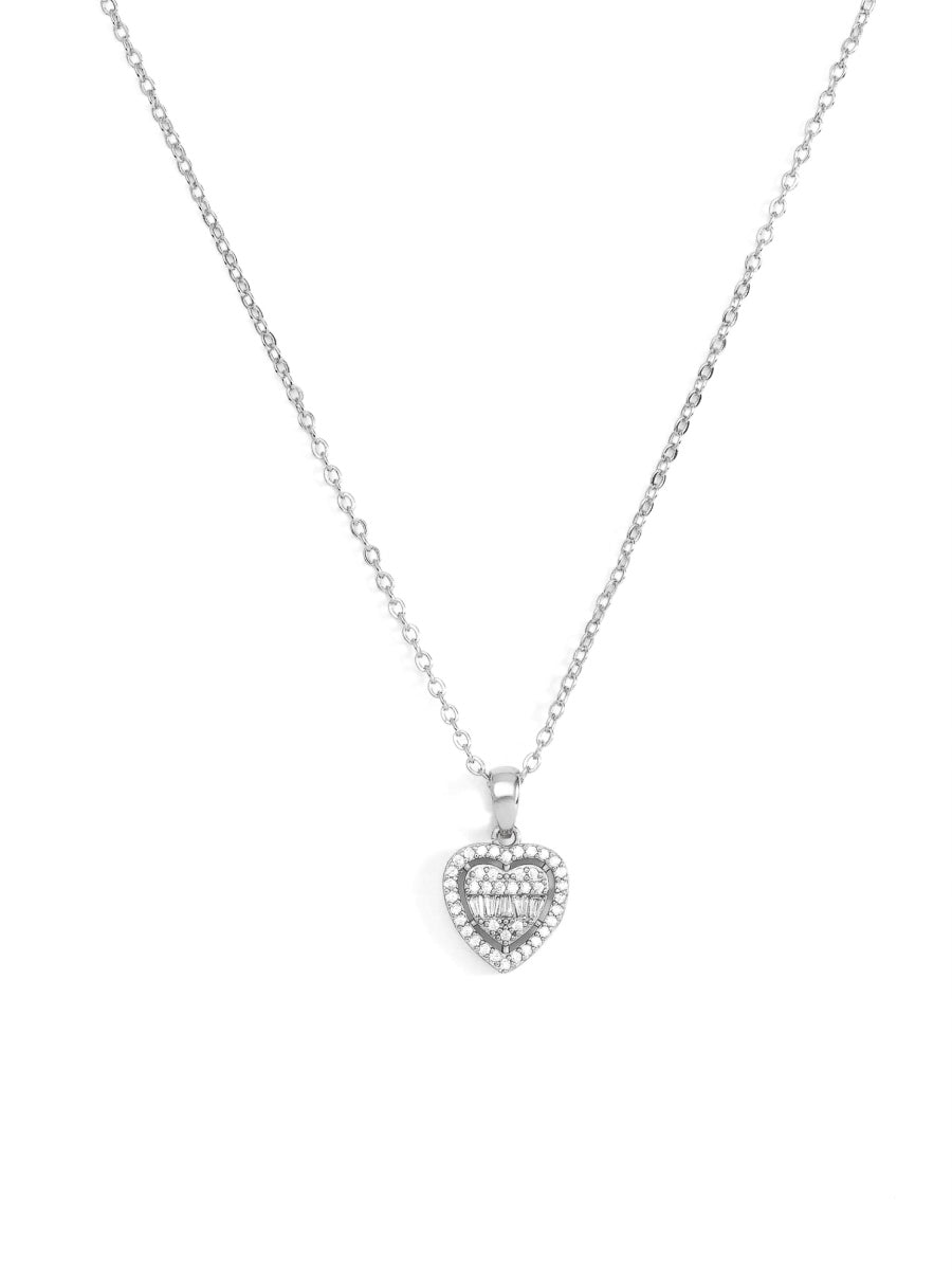 Collar Corazón Pavé - Plateado