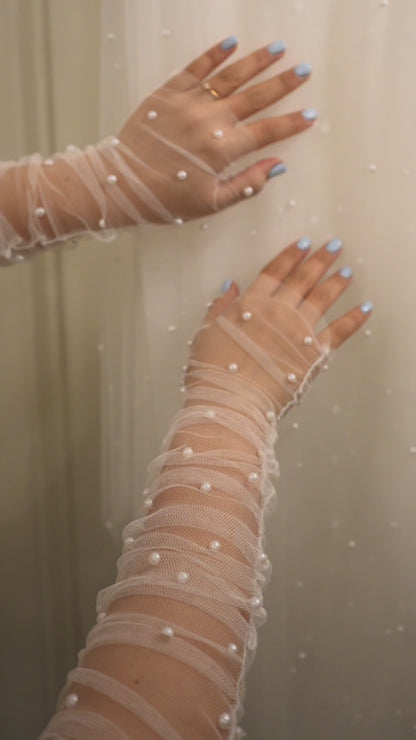 Guantes Tul Perlas