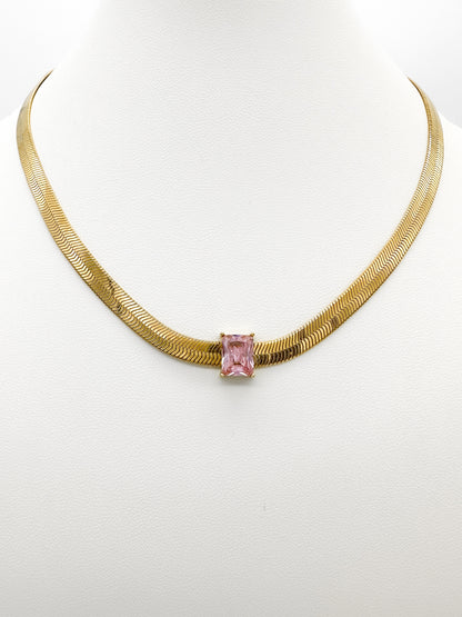 Collar Snake Cristal - Rosa