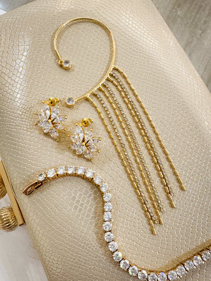 Ear cuff Cadenas Cristales