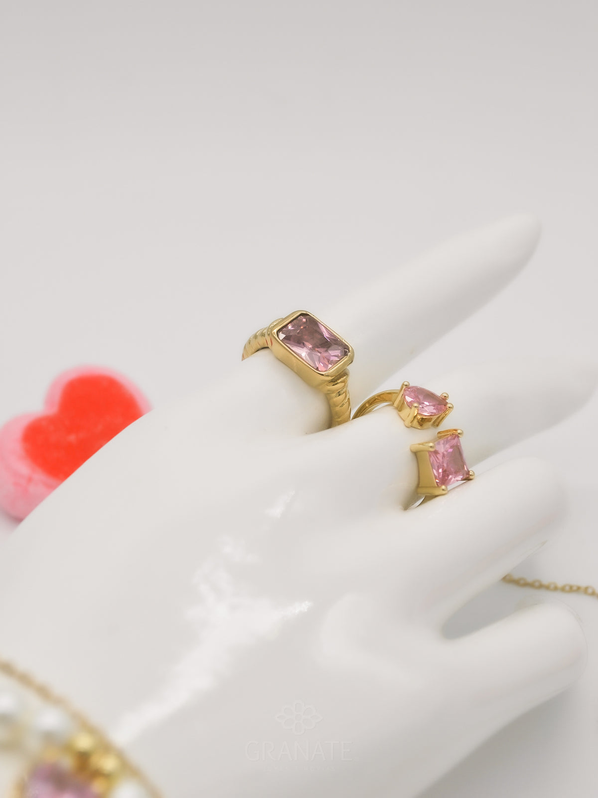 Anillo Rectángulo - Rosa